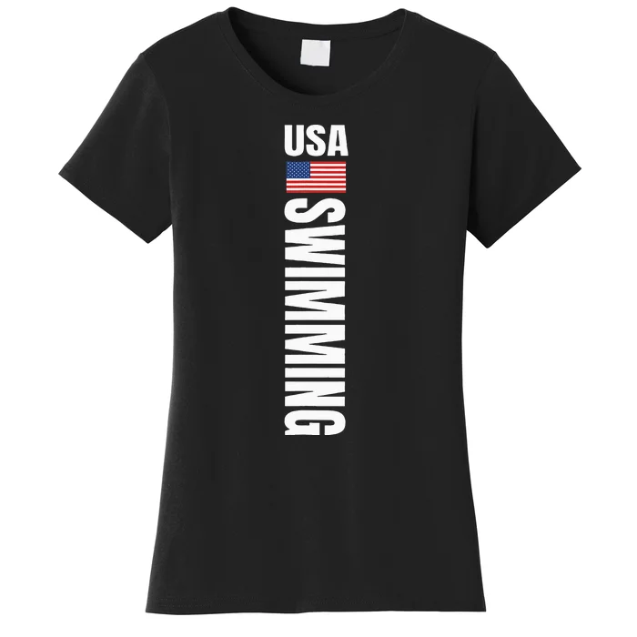 Usa Swimming American Flag Swim Sport Team Women's T-Shirt