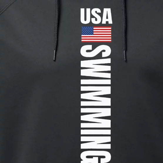 Usa Swimming American Flag Swim Sport Team Performance Fleece Hoodie