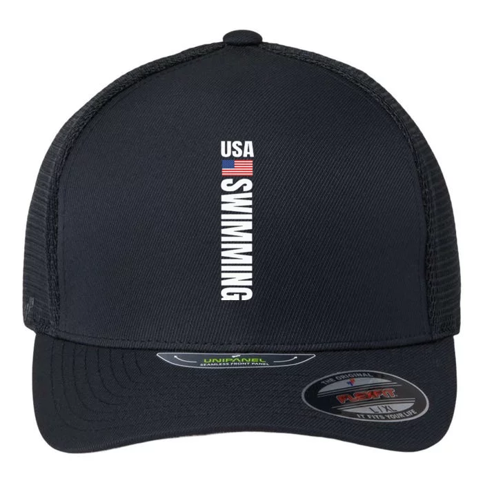 Usa Swimming American Flag Swim Sport Team Flexfit Unipanel Trucker Cap