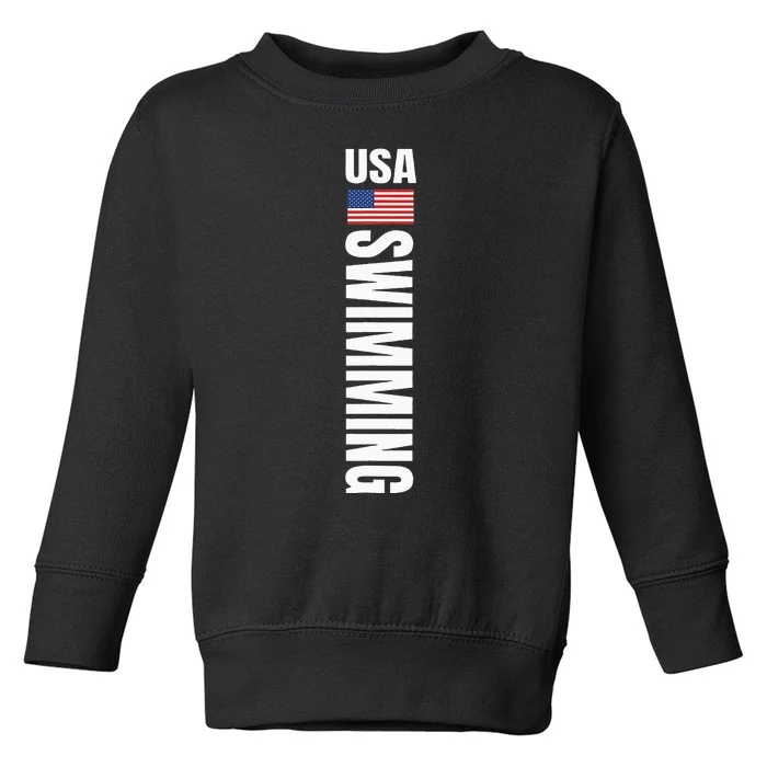 Usa Swimming American Flag Swim Sport Team Toddler Sweatshirt