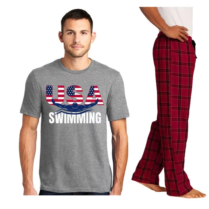 Usa Swimming Athlete Summer Us Swim Aquatic Sport Letters Pajama Set