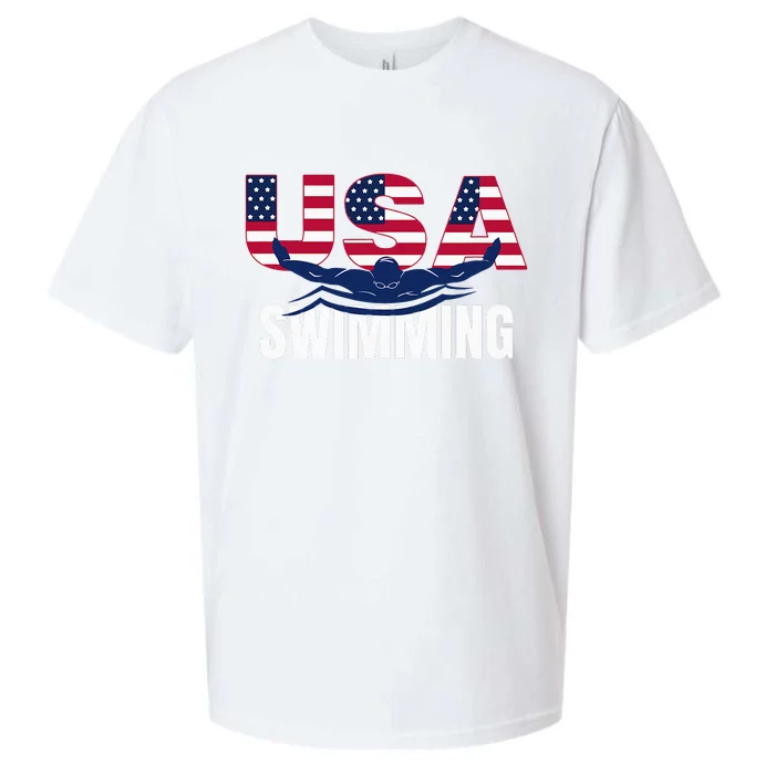 Usa Swimming Athlete Summer Us Swim Aquatic Sport Letters Sueded Cloud Jersey T-Shirt