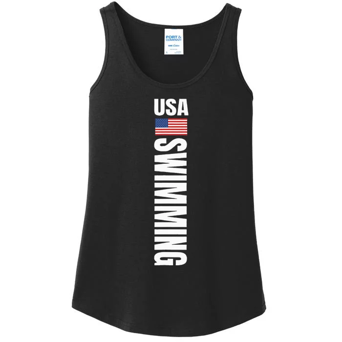 Usa Swimming American Flag Swim Sport Team Ladies Essential Tank