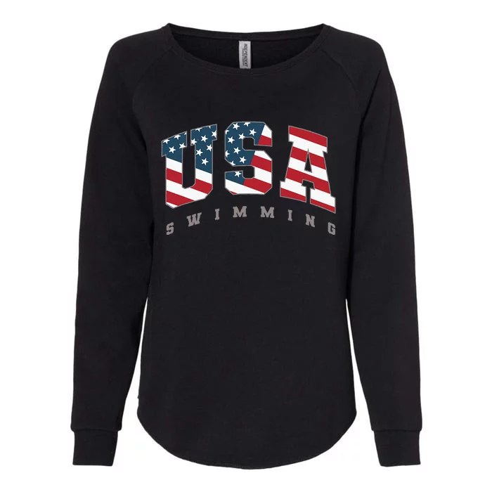 Usa Swimming American Flag Team Sport Athlete Support Womens California Wash Sweatshirt