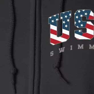 Usa Swimming American Flag Team Sport Athlete Support Full Zip Hoodie