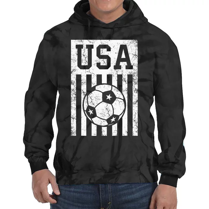 Usa Soccer American Flag American Soccer Fan Tie Dye Hoodie