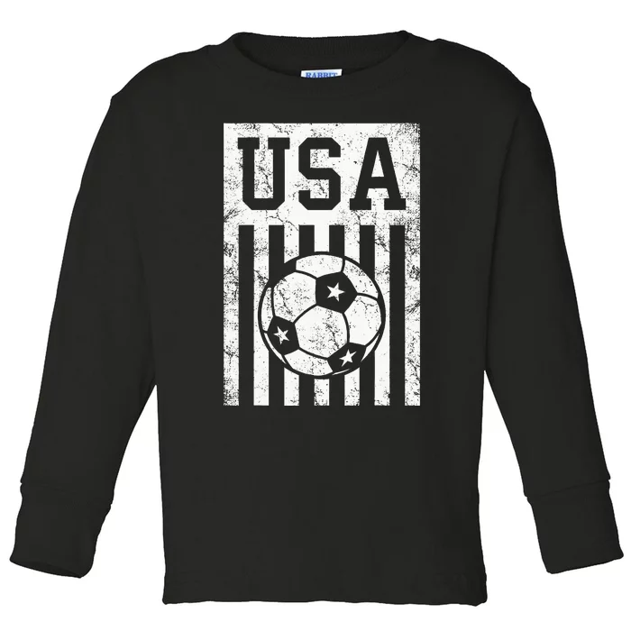 Usa Soccer American Flag American Soccer Fan Toddler Long Sleeve Shirt