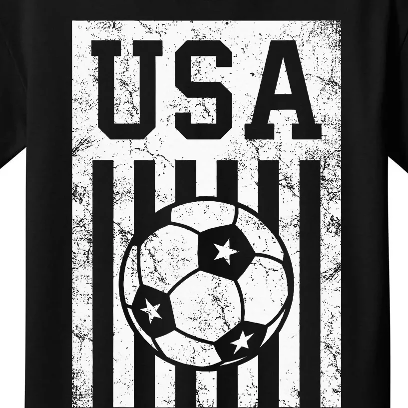 Usa Soccer American Flag American Soccer Fan Kids T-Shirt