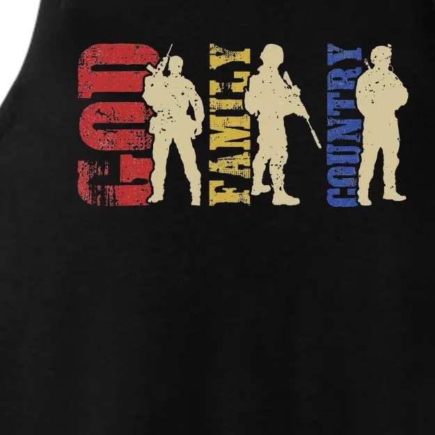 United States Army Veteran God Family Country Usa Soldier Ladies Tri-Blend Wicking Tank