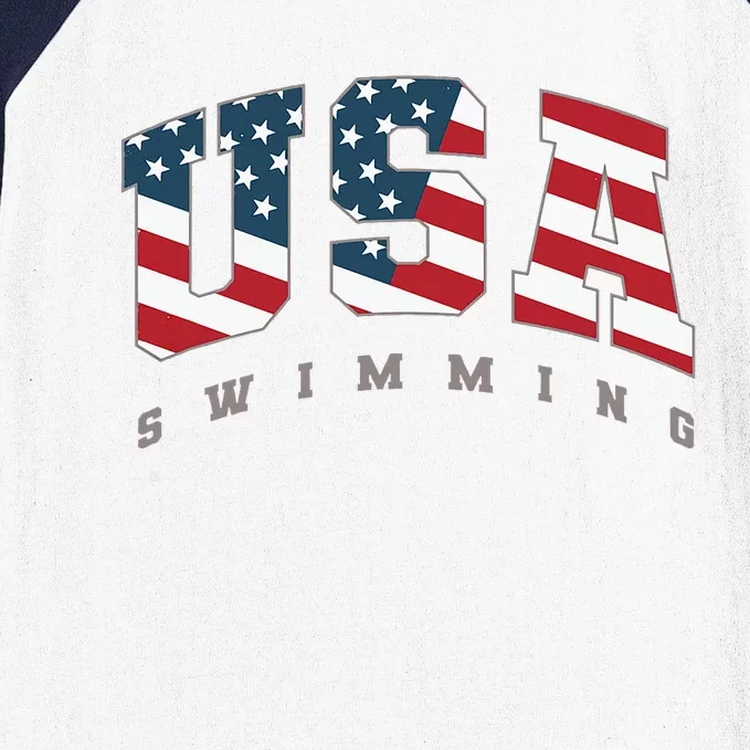 Usa Swimming American Flag Team Sport Athlete Support Baseball Sleeve Shirt