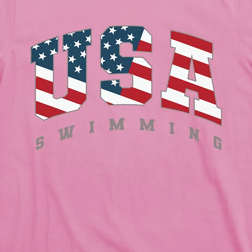 Usa Swimming American Flag Team Sport Athlete Support T-Shirt