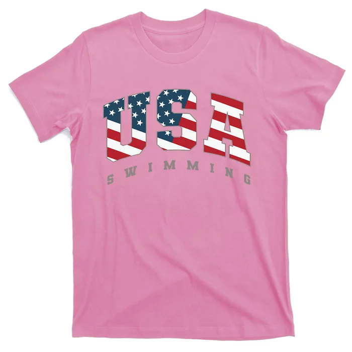 Usa Swimming American Flag Team Sport Athlete Support T-Shirt