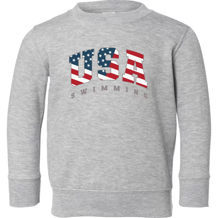 Usa Swimming American Flag Team Sport Athlete Support Toddler Sweatshirt