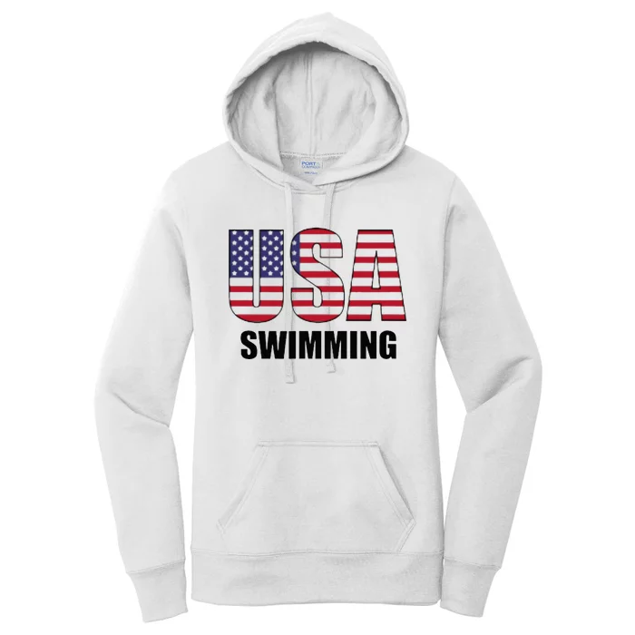 Usa Swimming American Flag Team Sport Support Women's Pullover Hoodie