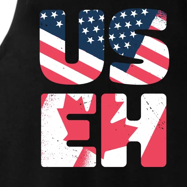 United States And Canada Saying Ladies Tri-Blend Wicking Tank