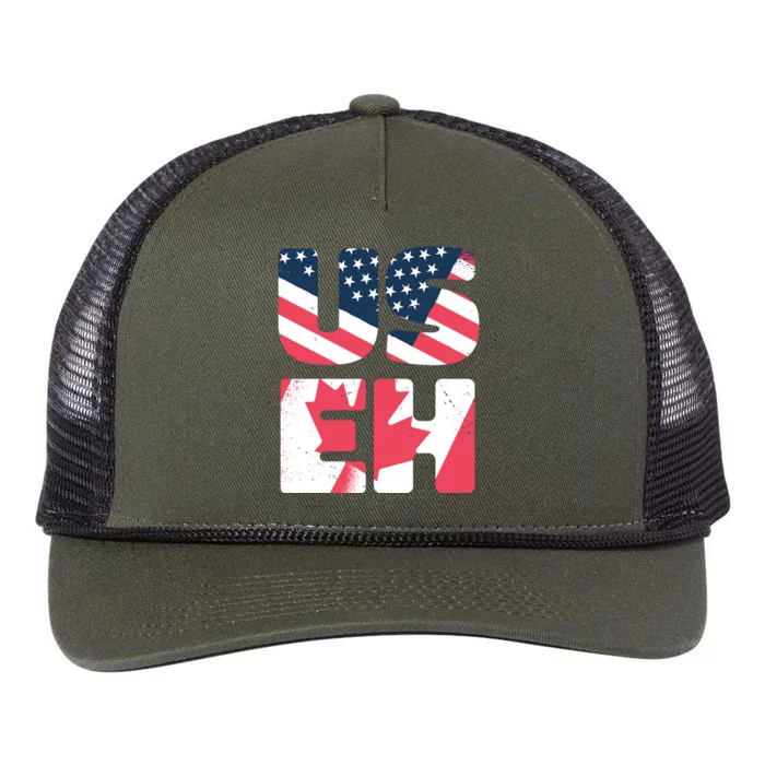 United States And Canada Saying Retro Rope Trucker Hat Cap