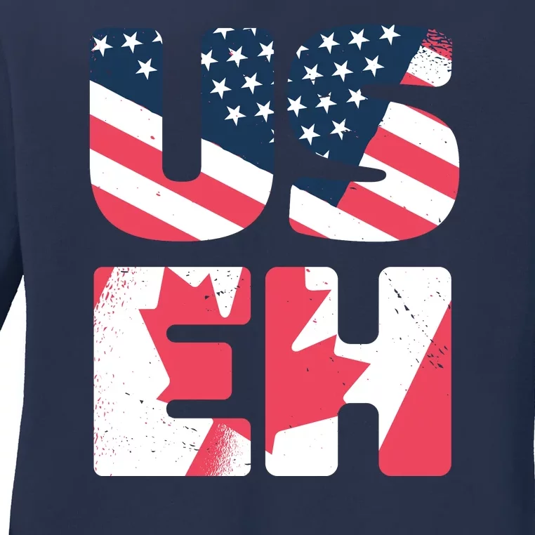 United States And Canada Saying Ladies Long Sleeve Shirt