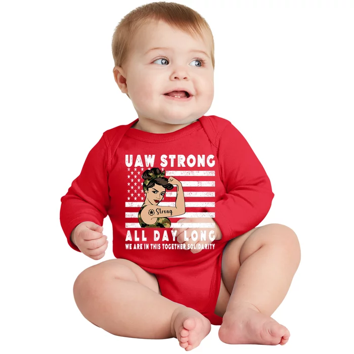 UAW Strong All Day Log UAW Proud Union Pride UAW Baby Long Sleeve Bodysuit