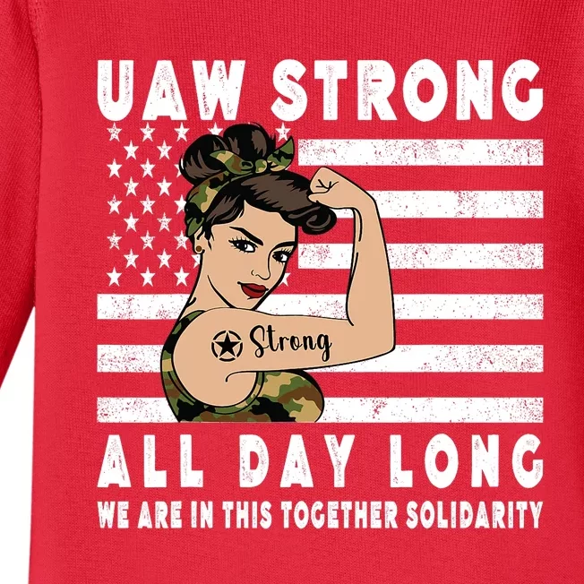 UAW Strong All Day Log UAW Proud Union Pride UAW Baby Long Sleeve Bodysuit