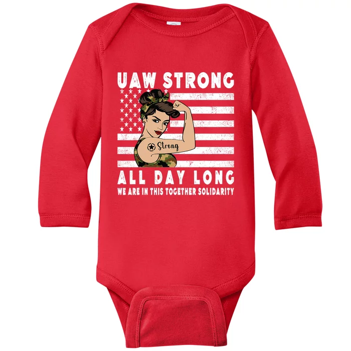 UAW Strong All Day Log UAW Proud Union Pride UAW Baby Long Sleeve Bodysuit