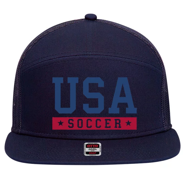 Usa Soccer American Soccer Fan 7 Panel Mesh Trucker Snapback Hat