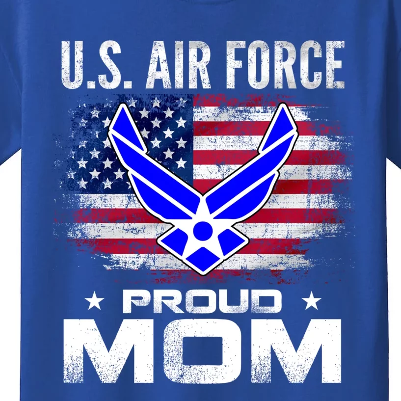 U S Air Force Proud Mom With American Flag Gift Veteran Meaningful Gift Kids T-Shirt