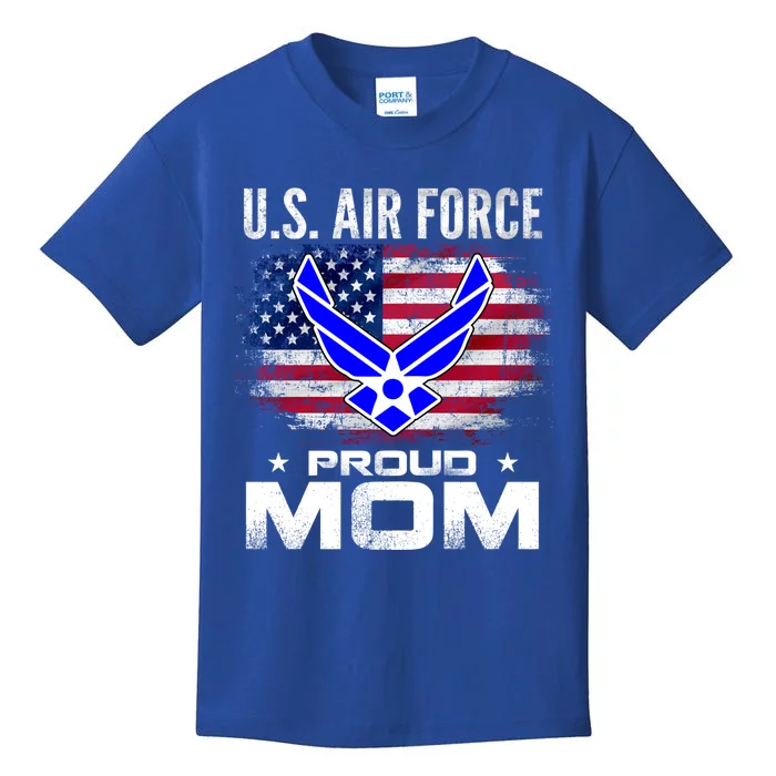 U S Air Force Proud Mom With American Flag Gift Veteran Meaningful Gift Kids T-Shirt