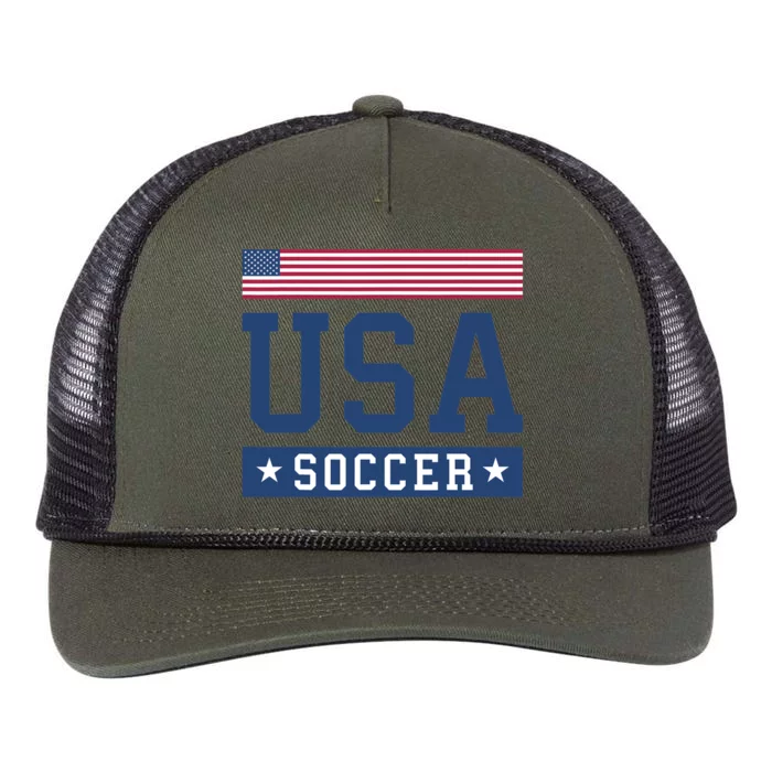 USA Soccer American Flag Soccer Fan Retro Rope Trucker Hat Cap