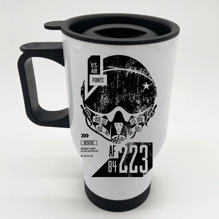 USAF Superior Pilot Helmet Front & Back Stainless Steel Travel Mug