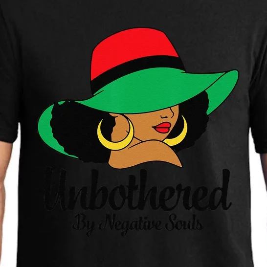 Unbothered Sassy Black Queen With Sun Hat Afro Woman Pajama Set