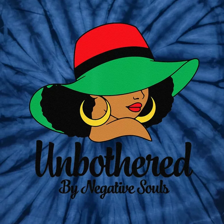 Unbothered Sassy Black Queen With Sun Hat Afro Woman Tie-Dye T-Shirt