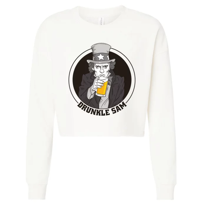 Uncle Sam Beer Cropped Pullover Crew