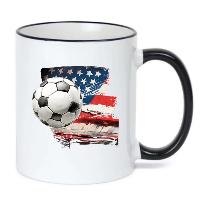 Usa Soccer Ball And Flag Black Color Changing Mug