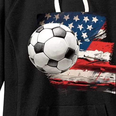 Usa Soccer Ball And Flag Women's Fleece Hoodie