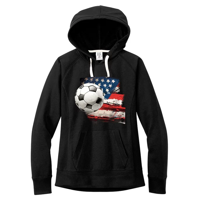 Usa Soccer Ball And Flag Women's Fleece Hoodie