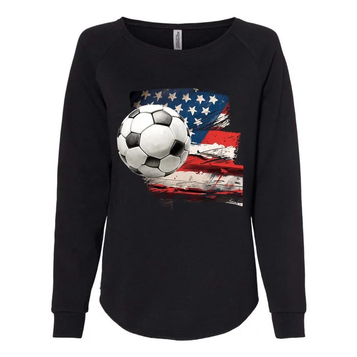 Usa Soccer Ball And Flag Womens California Wash Sweatshirt