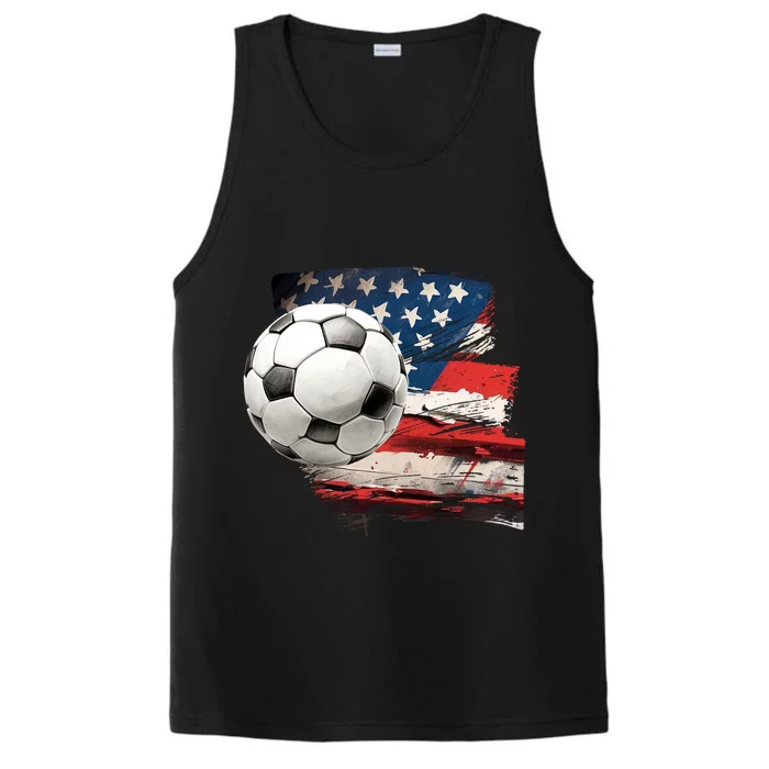 Usa Soccer Ball And Flag Performance Tank