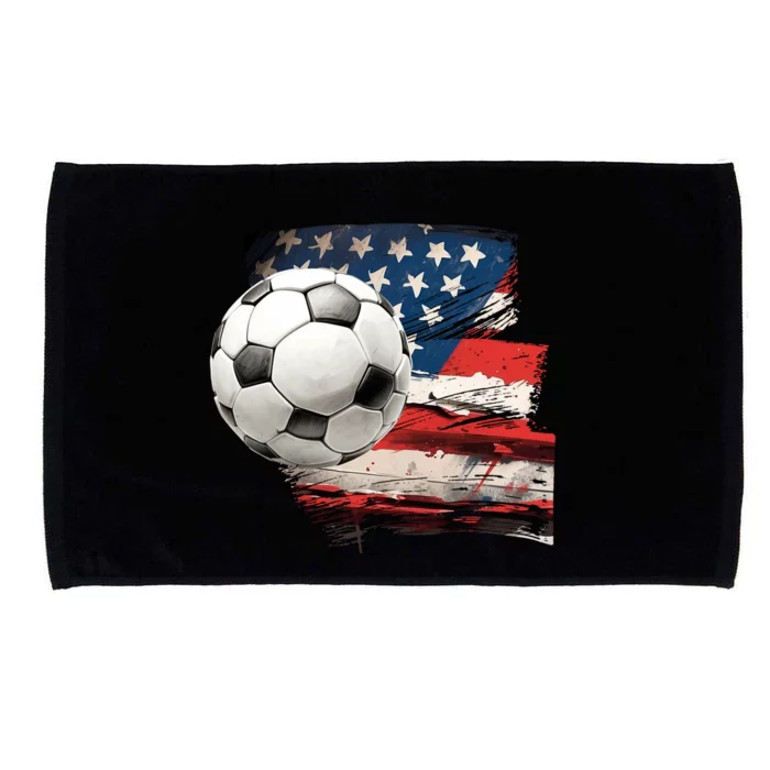 Usa Soccer Ball And Flag Microfiber Hand Towel