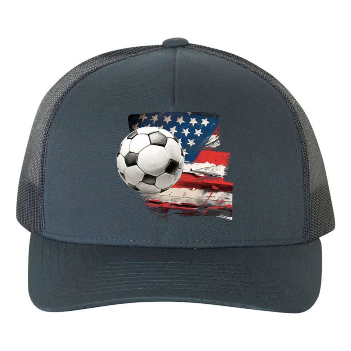 Usa Soccer Ball And Flag Yupoong Adult 5-Panel Trucker Hat