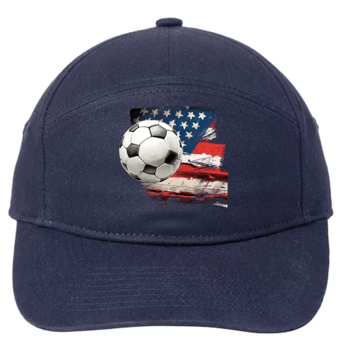 Usa Soccer Ball And Flag 7-Panel Snapback Hat