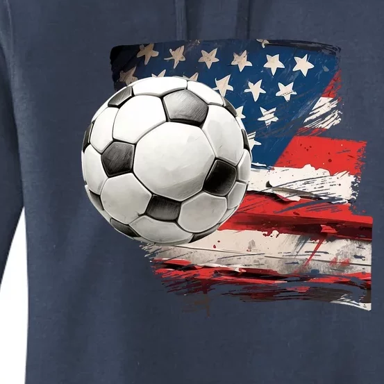 Usa Soccer Ball And Flag Women's Pullover Hoodie