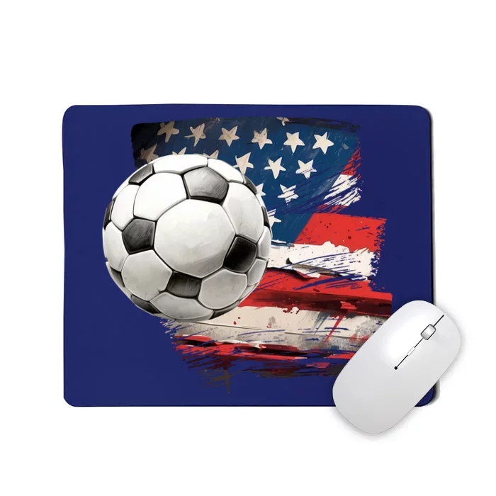 Usa Soccer Ball And Flag Mousepad