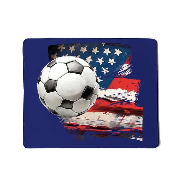 Usa Soccer Ball And Flag Mousepad