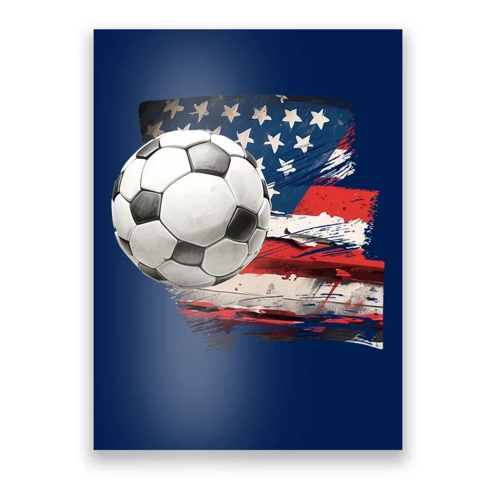 Usa Soccer Ball And Flag Poster