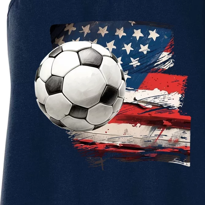 Usa Soccer Ball And Flag Women's Racerback Tank