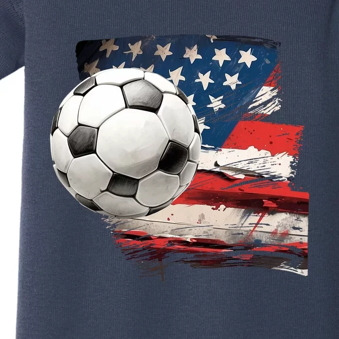 Usa Soccer Ball And Flag Baby Bodysuit