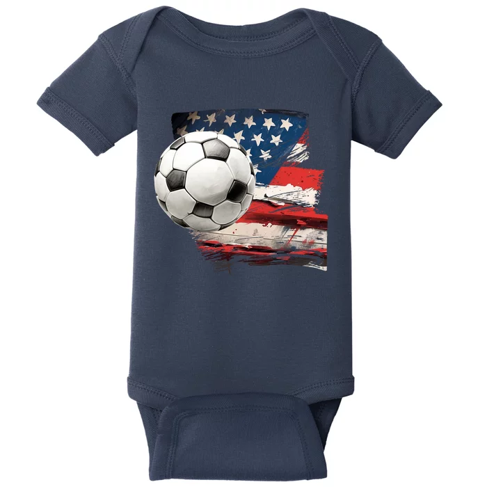 Usa Soccer Ball And Flag Baby Bodysuit