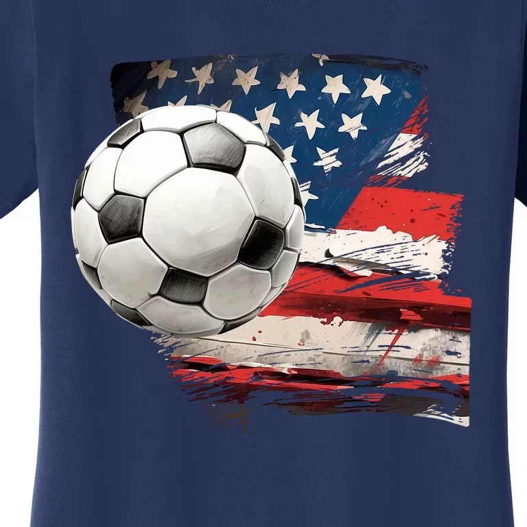 Usa Soccer Ball And Flag Women's T-Shirt