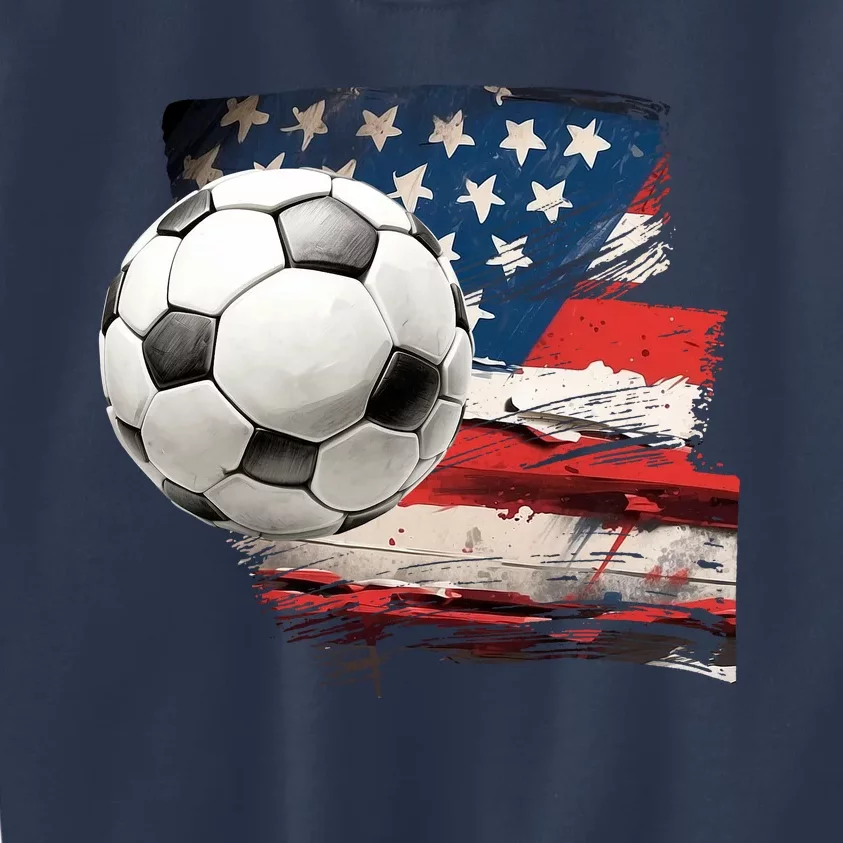 Usa Soccer Ball And Flag Kids Sweatshirt