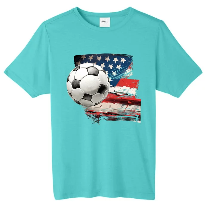 Usa Soccer Ball And Flag ChromaSoft Performance T-Shirt